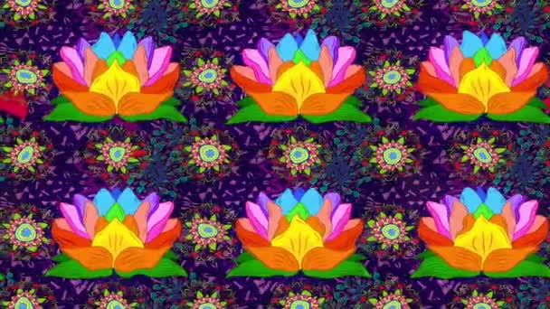 Motion footage composition with flowers. Cute Floral pattern in the rainbow lotus flower. - Footage, Video