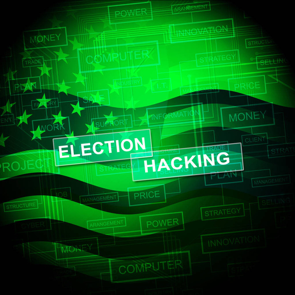 Εκλογή Hacking Ρωσικής κατασκοπείας επιθέσεις 2d εικόνα δείχνει Hacked εκλογές ή ψηφοδέλτιο Ψηφίστε κινδύνου από τη Ρωσία σε απευθείας σύνδεση όπως μας Dnc διακομιστή παραβίαση - Φωτογραφία, εικόνα