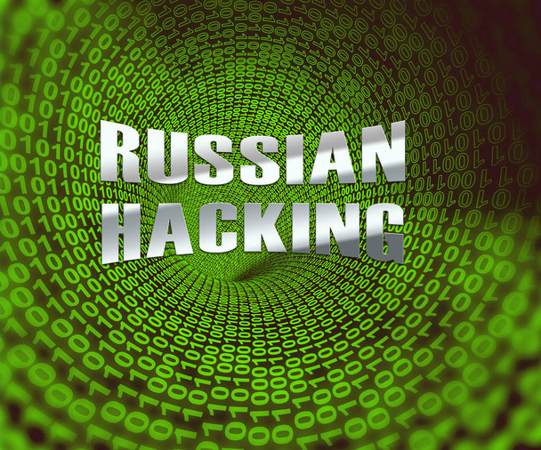 Russo Hacker Moscovo Spy Campaign 3D Ilustração mostra cédula votar alerta de violação contra nós Eleições. Hackers online digitais e aviso de espionagem
 - Foto, Imagem