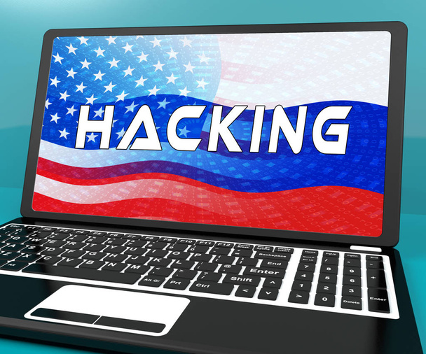 Ruský Hacker Moskva špionážní kampaně 3d obrázek ukazuje hlasování hlasování porušení výstrahu proti nám volby. Digitální on-line podvodníky a špionáž varování - Fotografie, Obrázek