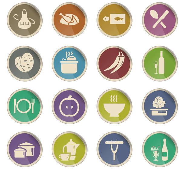εικονίδια φορέα τροφίμων και κουζίνας για το σχεδιασμό διεπαφής χρήστη - Διάνυσμα, εικόνα