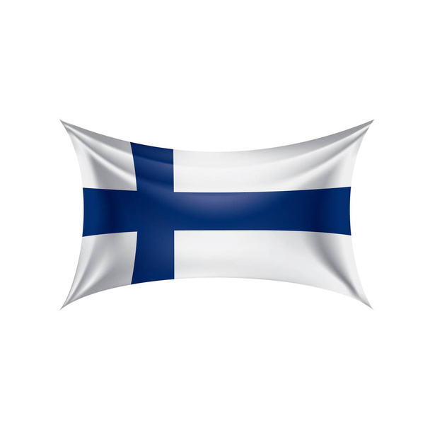 Finlandiya bayrağı, beyaz bir arka plan üzerinde vektör çizim - Vektör, Görsel