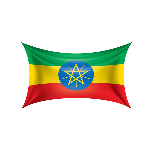 エチオピアの国旗、白い背景のベクトルイラスト - ベクター画像