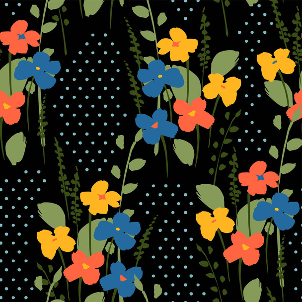 Floral abstract seamless pattern. Vector design for different surfases. - Vektör, Görsel