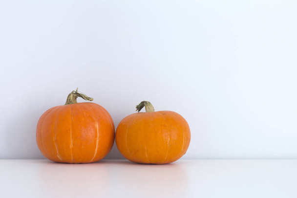 Two pumpkins on a gray background - Photo, image
