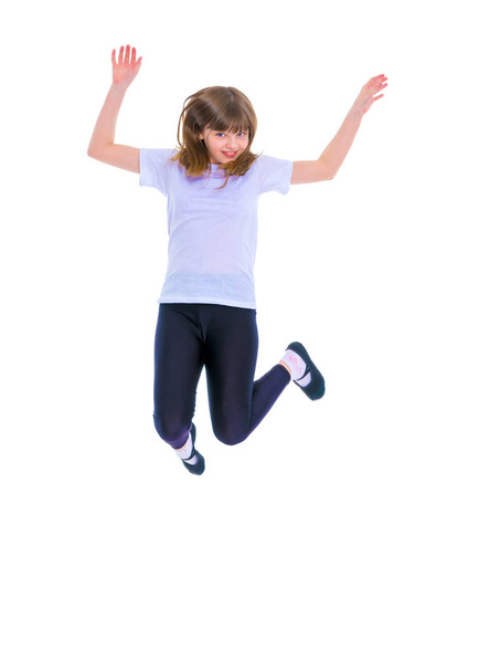 A teenage girl is jumping - Photo, image