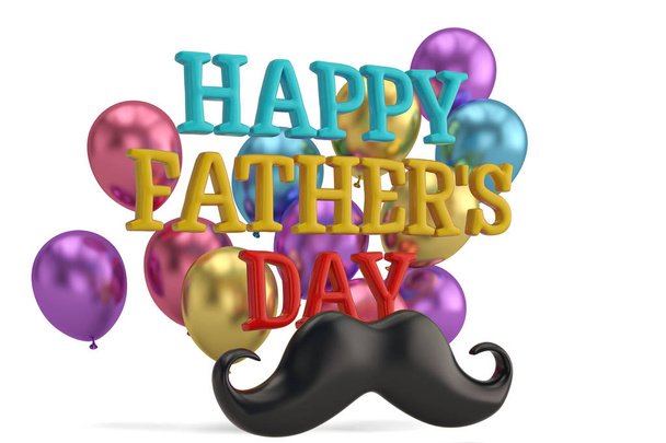 Funny lovely father's day  isolated on white background 3D illustration. - 写真・画像