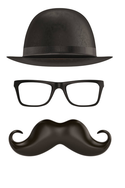 Glasses and mustache icon isolated on white background 3D illustration. - Foto, Bild
