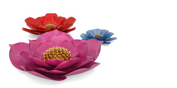 3D květiny izolovaných na bílém pozadí 3d obrázek. - Fotografie, Obrázek