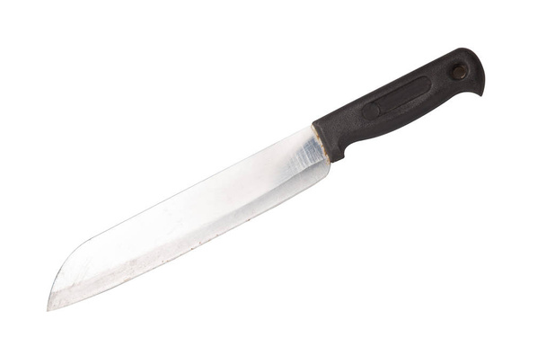 Couteau de cuisine en acier isolé sur fond blanc. - Photo, image