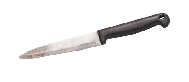 Μαχαίρι κουζίνας χάλυβα απομονωμένο σε λευκό φόντο. - Φωτογραφία, εικόνα