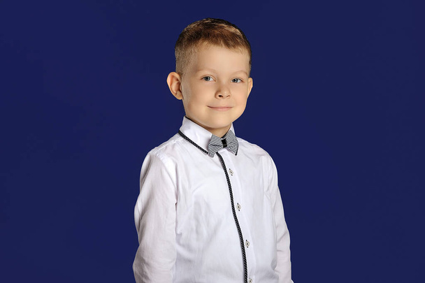 Portrait of a smart boy in a shirt. - Foto, afbeelding