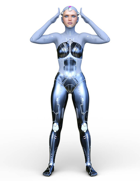 3D CG rendering of Cyborg female  - Фото, зображення