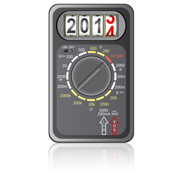 2014 New Year Multimeter on a white background. - Foto, afbeelding