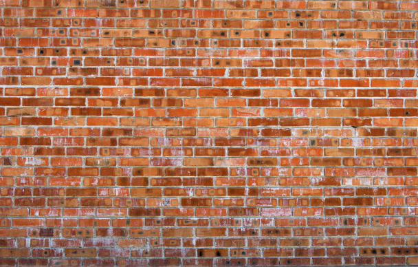 Textura de la antigua superficie de la pared de ladrillo rojo con cemento y costuras de hormigón
 - Foto, Imagen