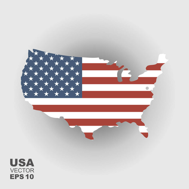 Карта США с официальным флагом. Иллюстрация на градиентном фоне
 - Вектор,изображение