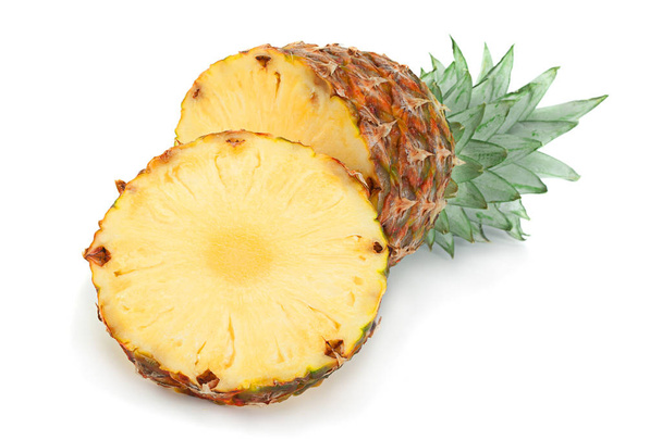 Ripe Pineapple tropical fruit closeup isolated on white - Fotó, kép