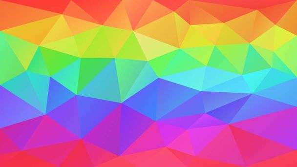 Vektorové pozadí abstraktní nepravidelné polygonální - trojúhelník nízké poly vzor - vodorovné pruhované plné barev duhového spektra - pulzující fluorescenční zvýraznění barevné - Vektor, obrázek