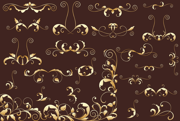 Gold floral background - Vector, afbeelding