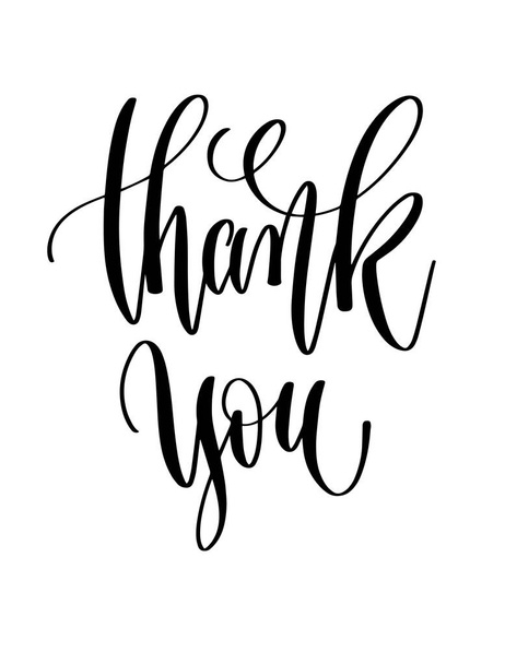 thank you - black and white hand lettering inscription text - ベクター画像