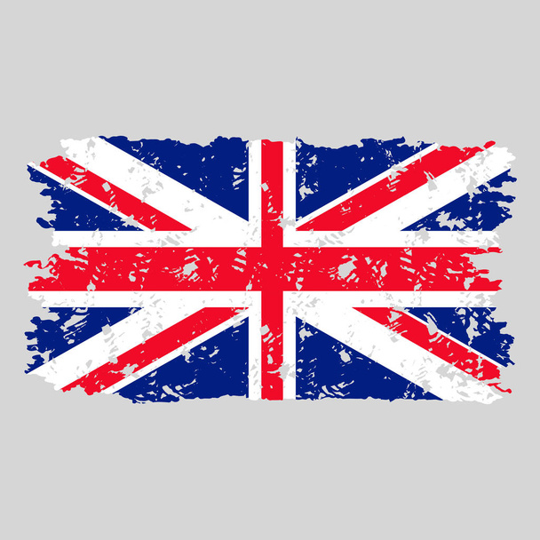United kingdom flag grunge texture stamp. Vector uk britain, print texture scratched illustration - Vector, Image