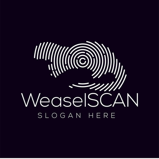 Weasel Scan Technology Elemento vetor Logo. Modelo de logotipo de tecnologia animal
 - Vetor, Imagem