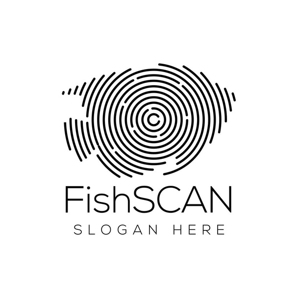 Fish Scan Technology Elemento vetor Logo. Modelo de logotipo de tecnologia animal
 - Vetor, Imagem