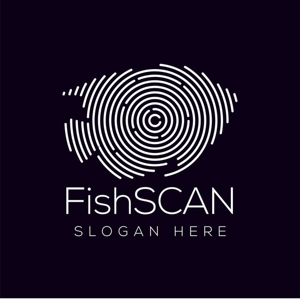 魚スキャン テクノロジーのロゴのベクトルの要素。動物技術のロゴのテンプレート - ベクター画像