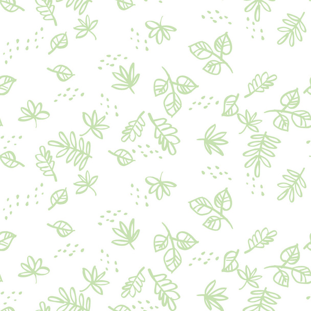 Simple green leaves seamless pattern. - Vector, Image