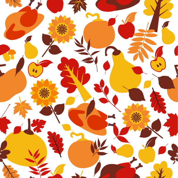 Happy Thanksgiving Day seamless pattern with Holiday objects. - Vektor, obrázek