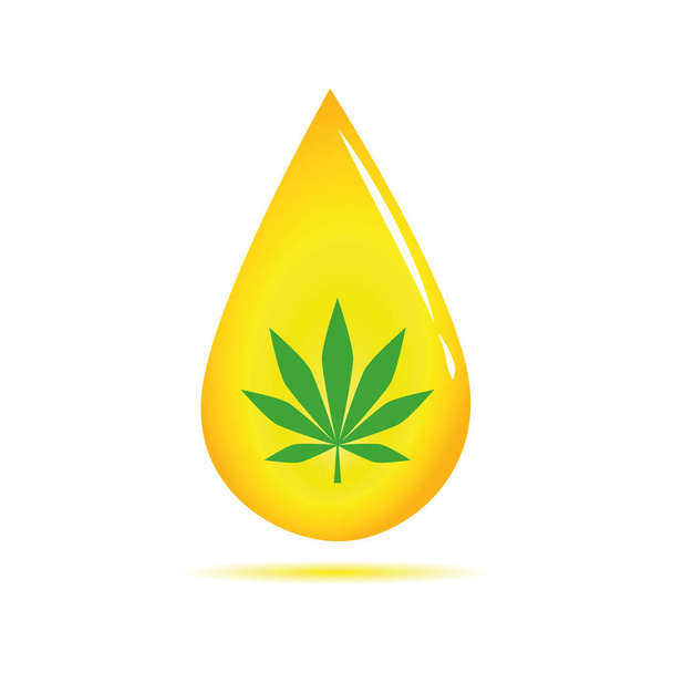 medicine cannabis oil yellow drop - Vector, Image