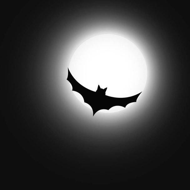 halloween murciélago volador en la silueta de noche
 - Vector, Imagen