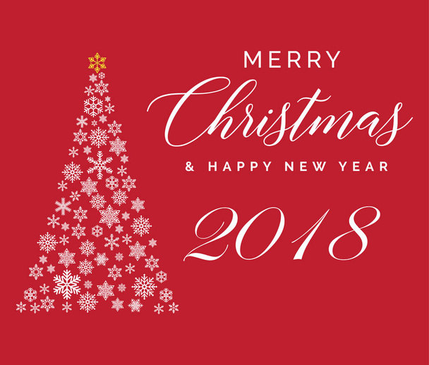 Merry Christmas and Happy New Year 2018 lettering template. Greeting card or invitation. Winter holidays related typograph  . - Διάνυσμα, εικόνα