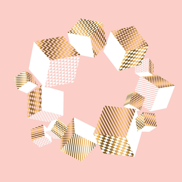 Geometry shapes in pale pink and gold  - Vector, Image