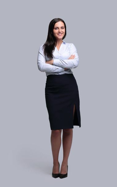 portrait of a smiling young business woman.photo in full growth. - Foto, imagen