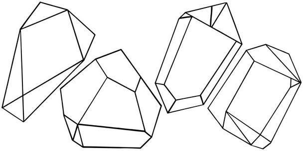 Vector diamante roca joyería mineral. Elemento de ilustración aislado. Cuarzo geométrico polígono cristal piedra forma de mosaico amatista joya
. - Vector, Imagen