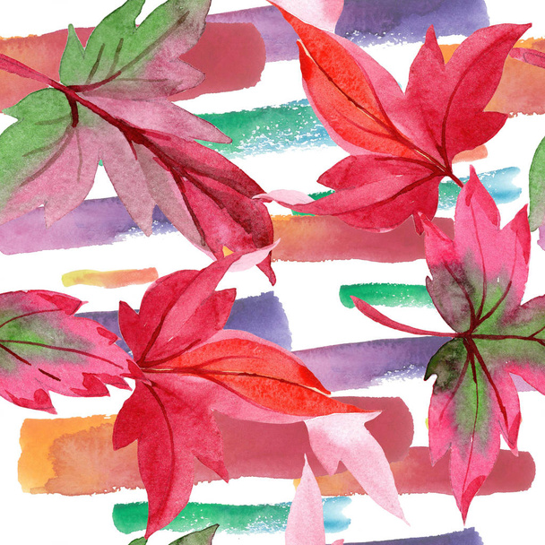 Színes őszi levelek, akvarell stílusú. Varratmentes háttérben minta. Szövet nyomtatási textúrát. Az Aquarelle levél a háttér textúra, burkoló minta, keret vagy határ. - Fotó, kép