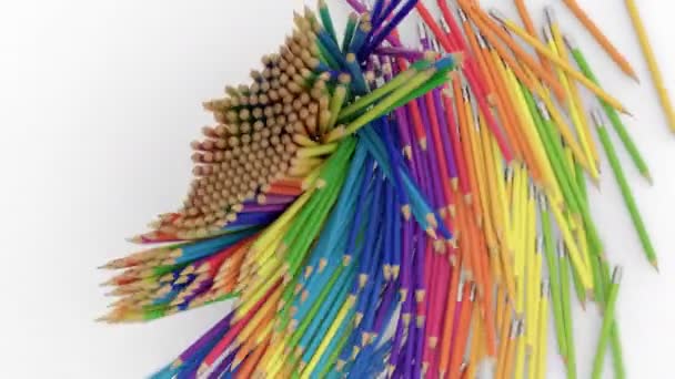 Sok színes ceruzák esik a álló helyzetben. - Felvétel, videó