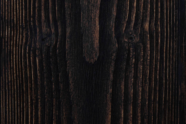 Close up of dark brown wood texture with natural striped pattern for background, wooden surface for add text or design decoration art work - Photo, Image