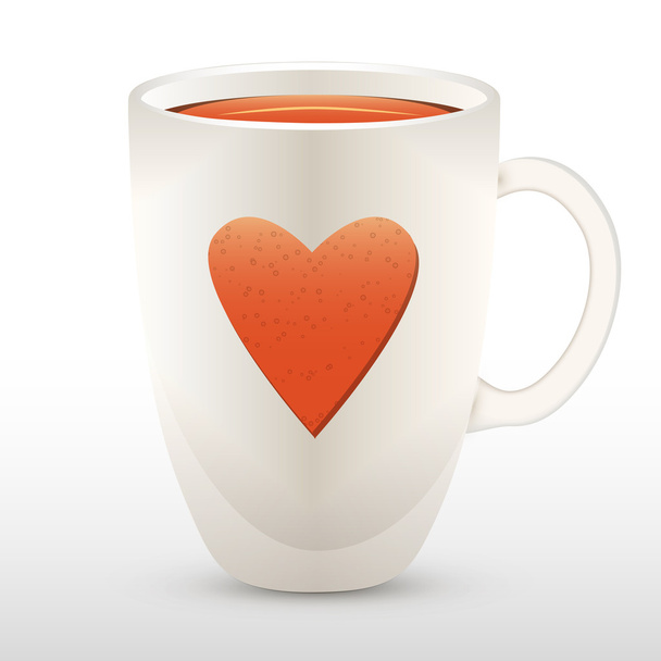 Cup of tea with heart. Vector illustration. - Vector, Image