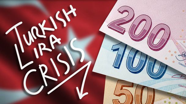 Turecka Lira ilustracja kryzys - Zdjęcie, obraz