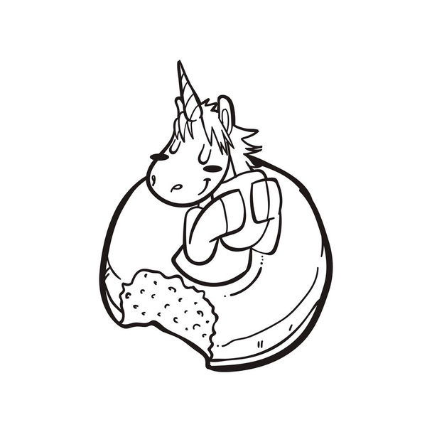 cute unicorn and donuts - Vector, Image