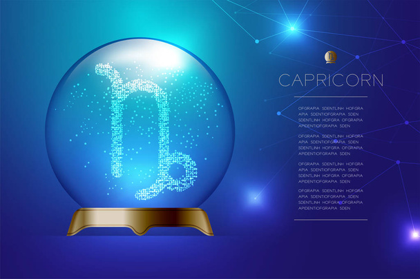 Signe du zodiaque Capricorne en boule de verre magique, illustration de conception du concept de caissier Fortune sur fond dégradé bleu avec espace de copie, vecteur eps 10
 - Vecteur, image