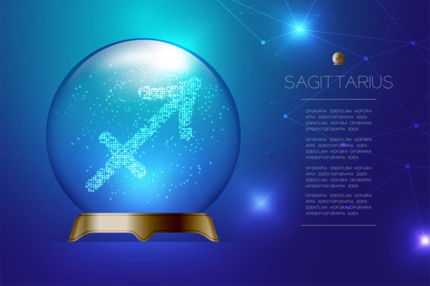 Nyilas zodiákus jel-ban varázslat üveg ball, Fortune teller koncepció design illusztráció a kék gradiens háttér-val másol hely, vektor eps 10 - Vektor, kép