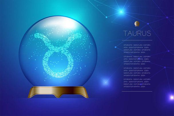 Signo del zodíaco de Tauro en bola de cristal mágica, ilustración del diseño del concepto de adivino en fondo de gradiente azul con espacio de copia, vector eps 10
 - Vector, Imagen