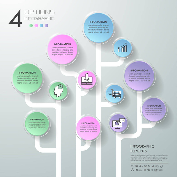 Business concept infographic sjabloon 4 stappen, kunnen worden gebruikt voor de werkstroom, lay-out, stappen, opties voor alineanummering, tijdlijn of mijlpalen project. - Vector, afbeelding