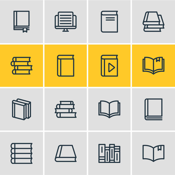 Illustrazione vettoriale di 16 icone lette in stile linea. Set modificabile di lettura, giocatore, pubblicare e altri elementi icona
. - Vettoriali, immagini
