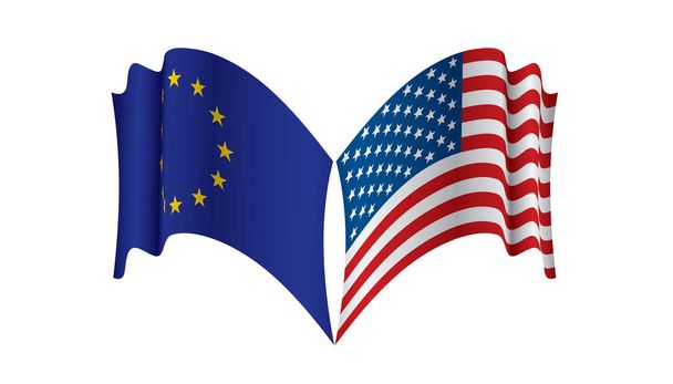 Bandeiras da União Europeia e da América. Ilustração vetorial
. - Vetor, Imagem