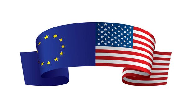 Europese Unie en Amerikaanse vlaggen. vectorillustratie. - Vector, afbeelding