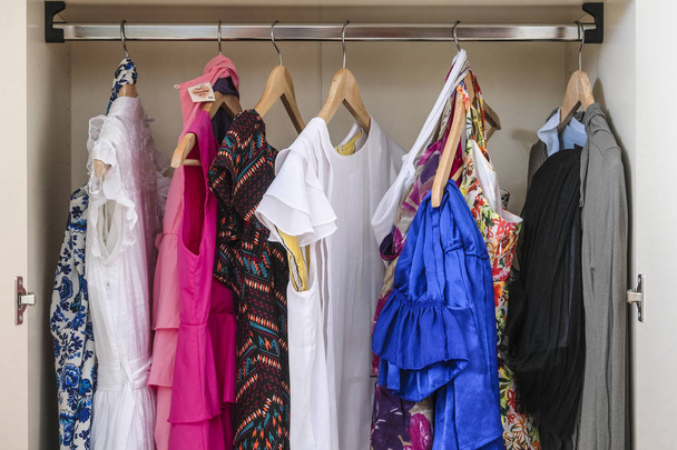 Clothes in a wardrobe - Fotoğraf, Görsel